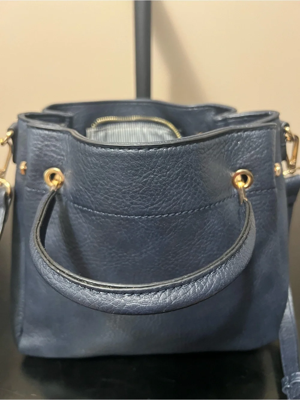 Women’s Navy Crossbody Tote Handbag - Gold Hardware